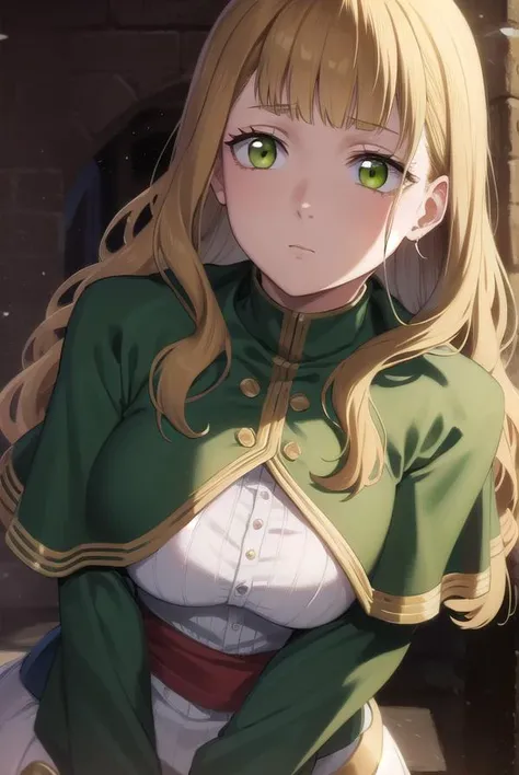 mimosavermillion, <lyco:mimosavermillionv2-lyco-nochekaiser:1>,
mimosa vermillion, brown hair, (green eyes:1.5), blunt bangs, bangs, medium hair, wavy hair,
BREAK dress, capelet, long sleeves,
BREAK looking at viewer,
BREAK outdoors,
BREAK <lora:GoodHands-vanilla:1>, (masterpiece:1.2), best quality, high resolution, unity 8k wallpaper, (illustration:0.8), (beautiful detailed eyes:1.6), extremely detailed face, perfect lighting, extremely detailed CG, (perfect hands, perfect anatomy),