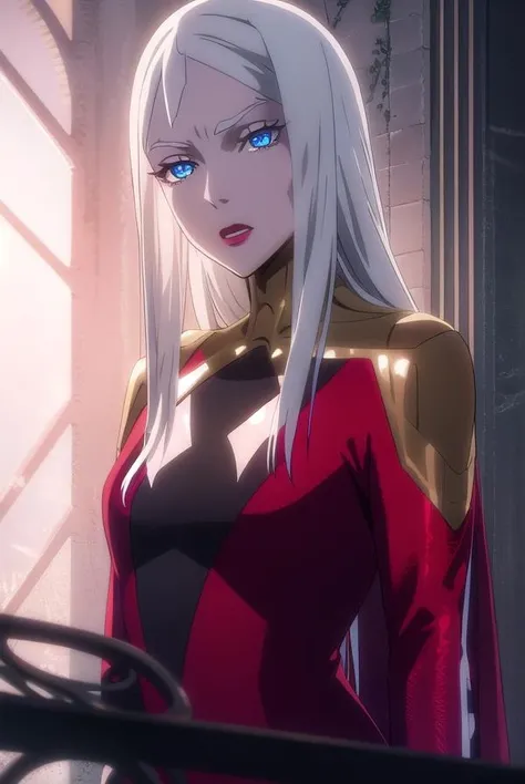 carmilla, <lora:carmilla-lora-nochekaiser:1>,
carmilla, long hair, white hair, lipstick, blue eyes, makeup,
BREAK dress, red dress, center opening,
BREAK looking at viewer, full body,
BREAK indoors, bed,
BREAK <lyco:GoodHands-beta2:1>, (masterpiece:1.2), best quality, high resolution, unity 8k wallpaper, (illustration:0.8), (beautiful detailed eyes:1.6), extremely detailed face, perfect lighting, extremely detailed CG, (perfect hands, perfect anatomy),