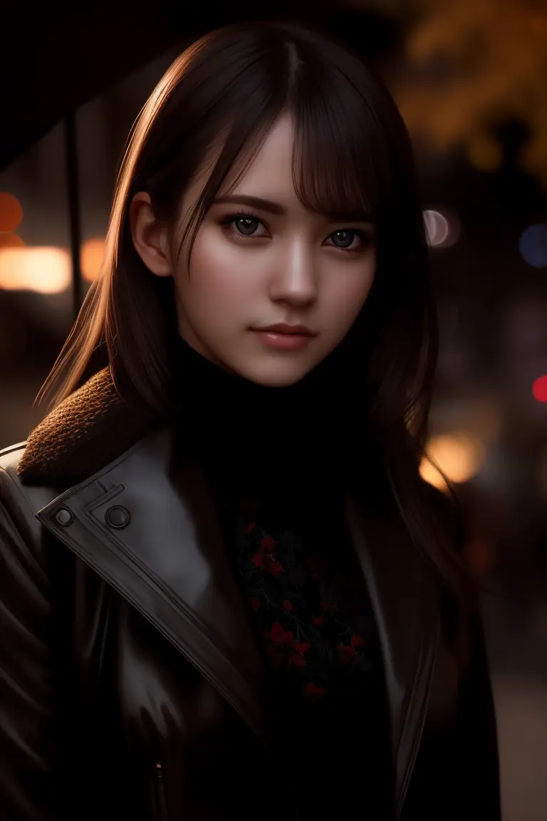 masterpiece, DSLR photo, analog style, nikon d5, real photo, a photo of a beautiful 20 year old woman, wearing fall clothing, dramatic lighting (85mm), (detailed facial features), (detailed shiny eyes), dynamic angle, jeremy mann, Ilya Kuvshinov style, <lora:bgh:0.8>