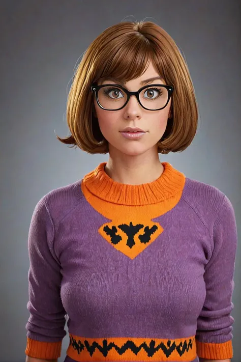 onoff, Velma from Scooby Doo, sweater, eyeglasses, <lora:OnoffXL4:0.8> onoff