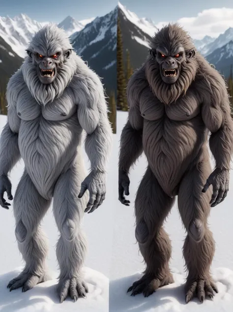 A werewolf who has a well-built body, invades a kitchen, raid the fridge, eat all burger at fridge, anthro werewolf, male, adult, grey, while he's eating a wolfpack eat at the cupboards, buffed body, sexy, beefy body, furred body, beautiful, furry chest hair, realistic, full body, tail, photorealistic, ultra realistic, 8k, night, bare-chested, in back turned, sexy butt.