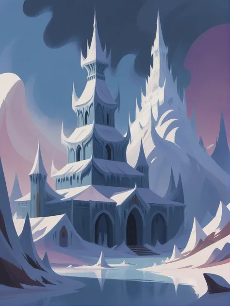 stylized digital painting, Ice Palace Tundra<lora:EnvyStarlightStylized01:1>