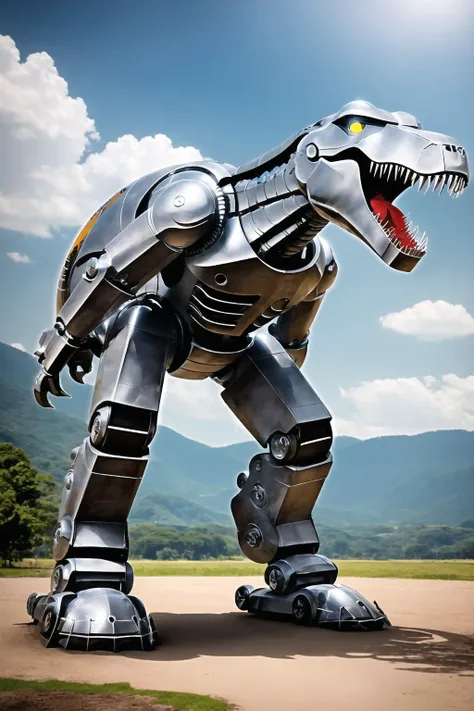 <lora:kongshanjibot_20230616000833-000018:0.9>,kongshanjibot,metal dinosaur,robot,masterpiece,best quality,summer