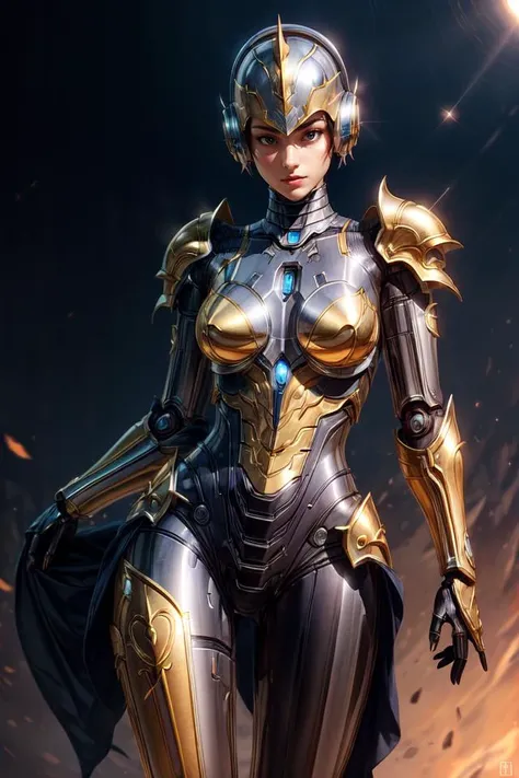 masterpiece, best quality, 8k, ultra detailed, simple background,
droid girl in LQDGOD armor, huge shoulder armor, <lora:kongshanjibot_20230616000833:0.5>, kongshanjibot, seductive smile, presenting, camera lens eyes, <lora:Lqg:1.5>, liquid gold, <lora:ClothingAdjuster2:-0.5>, <lora:add_detail:1>