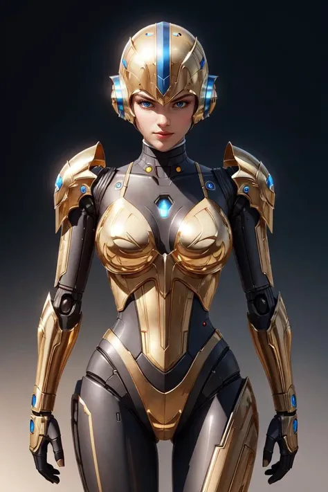 masterpiece, best quality, 8k, ultra detailed, simple background, 
droid girl in LQDGOD armor,   <lora:kongshanjibot_20230616000833:0.5>, kongshanjibot, seductive smile, presenting, triangular flat head, <lora:Lqg:1.5>, liquid gold,
