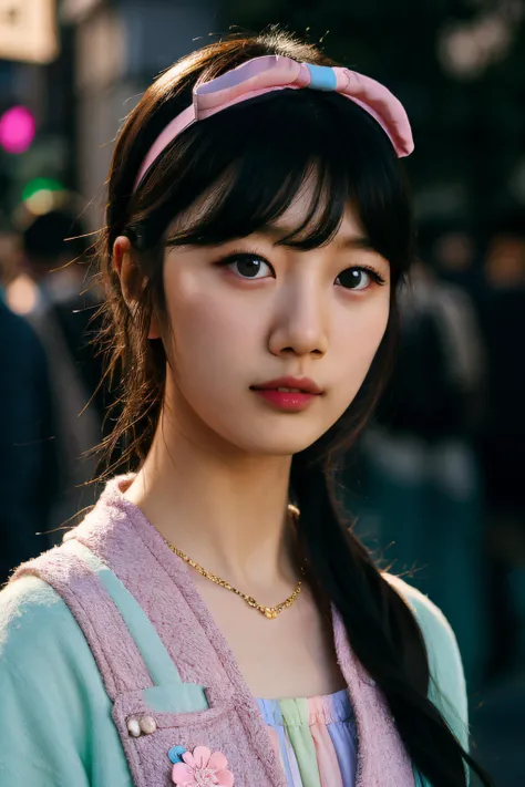 1girl kawaii intricate Harajuku fashion, pastel dyed hair, kawaii headband, 24mm, 4k textures, soft cinematic light, adobe lightroom, photolab, hdr, intricate, highly detailed, sharp focus, soothing tones, insane details, intricate details, hyperdetailed, low contrast, soft cinematic light, exposure blend, <lora:Tissue_Suzy_v1.5:1>