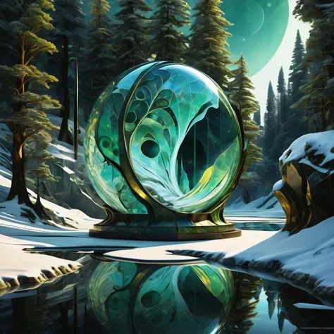 ((best quality)), ((masterpiece)), ((realistic,digital art)), (hyper detailed),DonML34fXL, ChronoLab Temporal Research Center, Marble stone, Reflective Moonlight on Snow, Cove Lighting, organic, irregular shapes, <lora:DonML34fXL-000004:0.8>