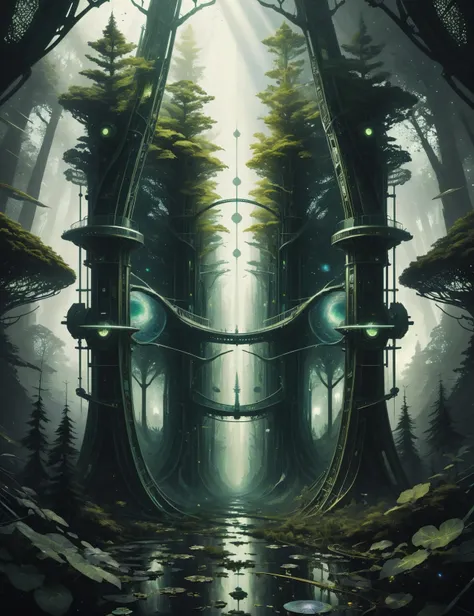 ((best quality)), ((masterpiece)), ((realistic,digital art)), (hyper detailed),DonML34f, Space Station, nature, organic, beautiful,forest-like<lora:DonML34f:1.0>