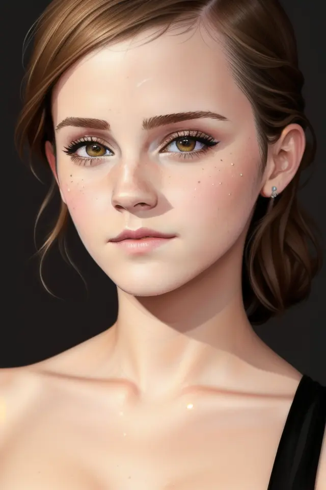 (acrylic paint:0.4)Masterpiece, (Emma Watson: 1.5), (detailed beautiful face + detail skin pores, imperfect skin, ultra-detailed body:1.3), from the front, (acrylic paint:0.4), art, artstation, (cartoon:0.5), dull colors, (anime style:1.2)