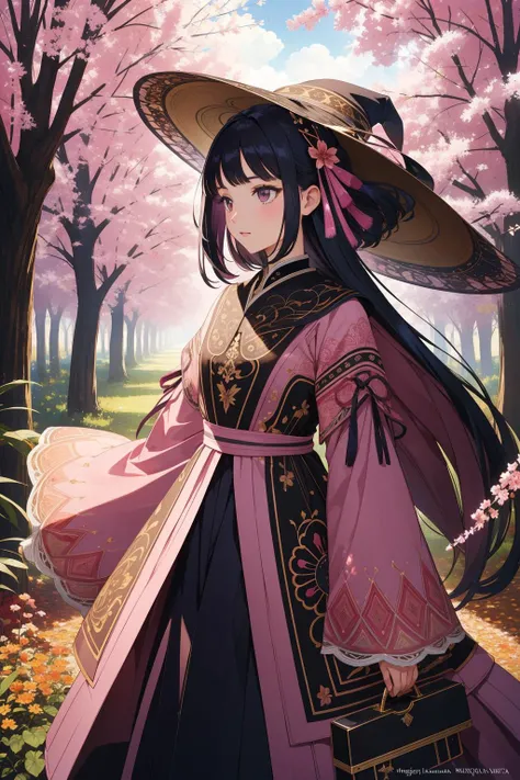 1girl, dark Vector Art, intricate details, close-up shot of a ("With each passing season, nature's canvas transforms, a masterpiece in perpetual motion.":1.3) , it is very Otherworldly and Cozy, from inside of a Arcane Jaipur, fall garden with Mulberry, Sun in the sky, Sharp and in focus, Light, Orientalism Art, broad lighting, F/14, Mauve and Pink hue, National Geographic, otherworldly, highly detailed, 64K, (installation art by David Hammons:0.7) , (George Birrell:0.9) , (Frank McCarthy:1.3) , (Davide Sorrenti:1.2)