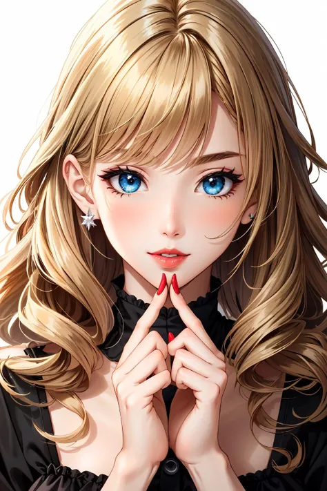 Anime girl with long blonde hair and blue eyes - SeaArt AI