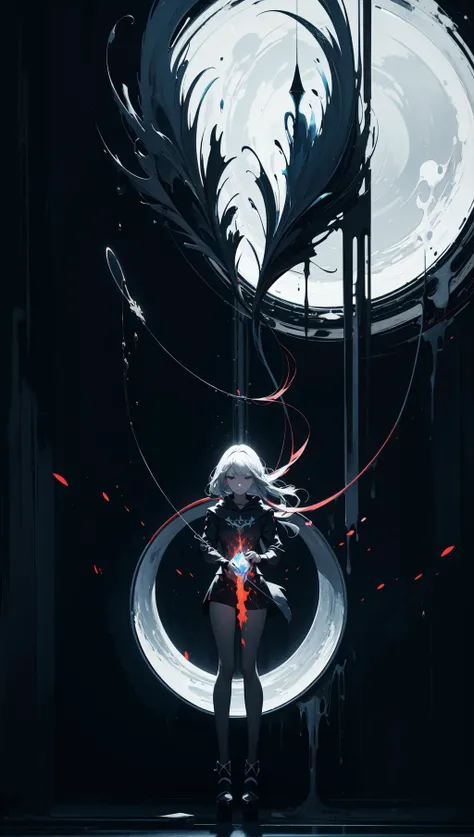 masterpiece,best quality,ultra high res,visually stunning,beautiful,award-winning art,(abstract art:1.3),1girl,sorceress,dark theme,deep shadow,