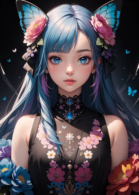 (masterpiece:1.1),(highest quality:1.1),(HDR:1),ambient light,ultra-high quality,( ultra detailed original illustration),(1girl, upper body),((harajuku fashion)),((flowers with human eyes, flower eyes)),double exposure,fusion of fluid abstract art,glitch,(original illustration composition),(fusion of limited color, maximalism artstyle, geometric artstyle, butterflies, junk art),