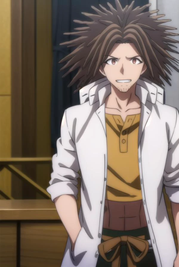 yasuhirohagakure, yasuhiro hagakure, bangs, brown hair, (brown eyes:1.3), male focus, facial hair, dreadlocks, smile, grin,
BREAK no clothing, , nakessive non erect penhick p long penis, hanging dowong for, huge balls, body hair, pREAK indoors, coom,
BREAK lookingiewer, (cowboy shot:1.5),
BREAK (masterpiece:1.2), best quality, high resolution, unity 8k wallpaper, (illustration:0.8), (beautiful detailed eyes:1.6), extremely detailed face, perfect lighting, extremely detailed CG, (perfect hands, perfect anatomy),
