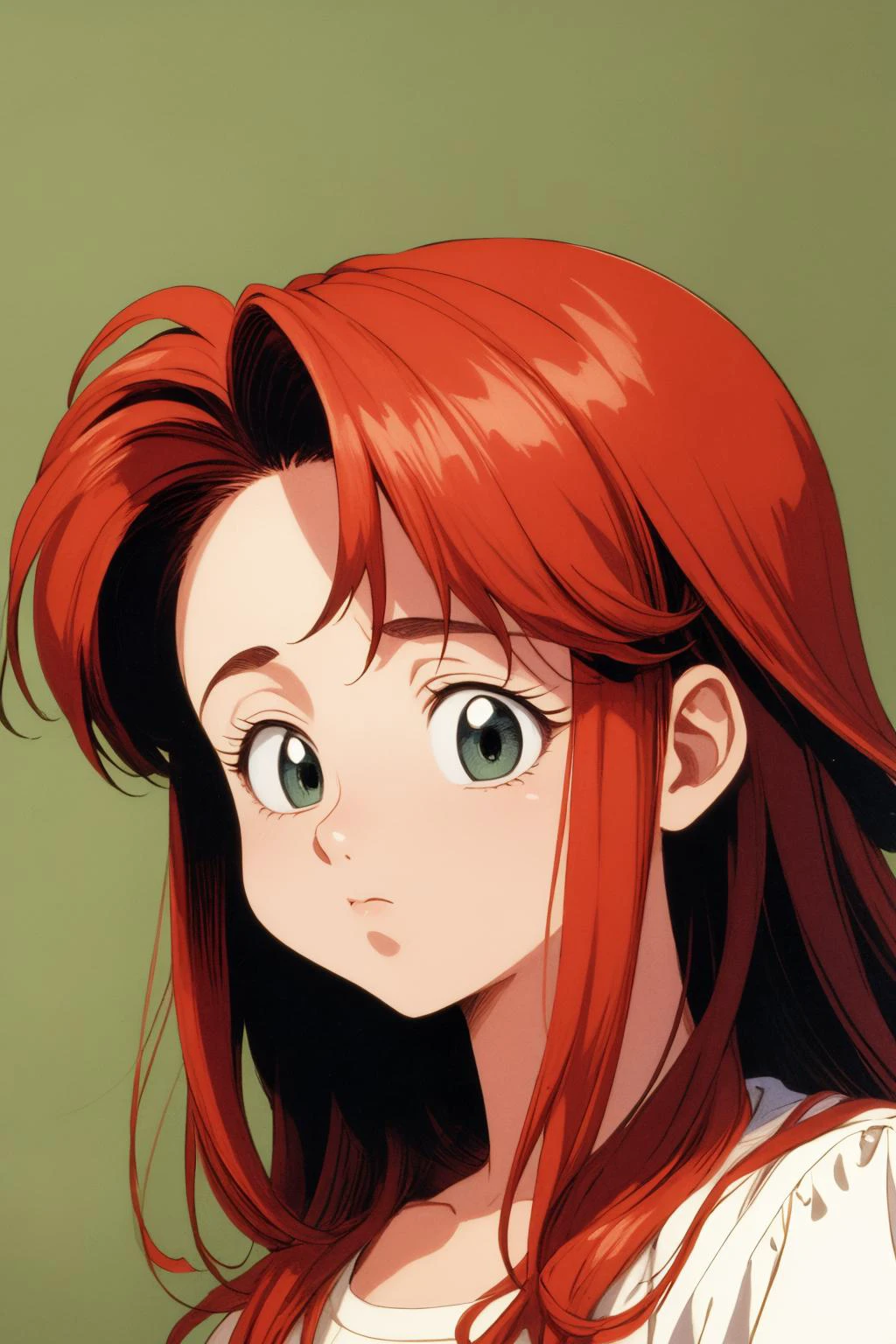 masterpiece, high quality, official wallpaper, high quality, 1girl, solo, 1990s \(style\), <lora:PuffyCheeks:0.8> puffupcheeks, crossedeyes