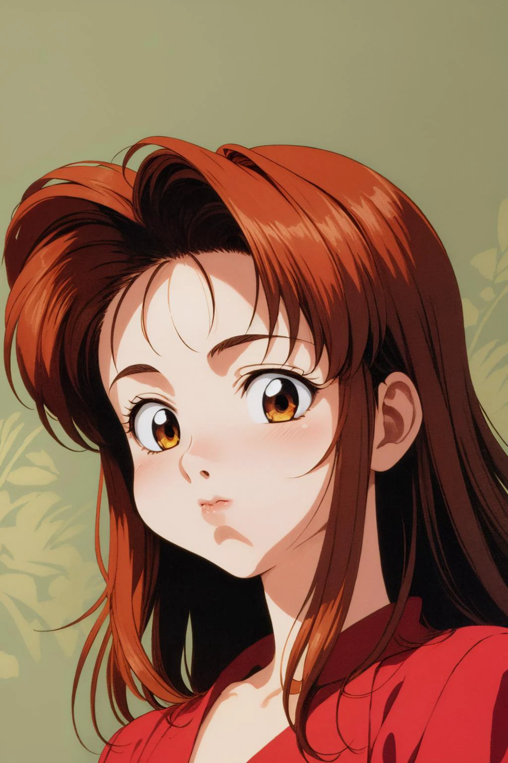 masterpiece, high quality, official wallpaper, high quality, 1girl, solo, 1990s \(style\), <lora:PuffyCheeks:1.2> ((puffupcheeks)),