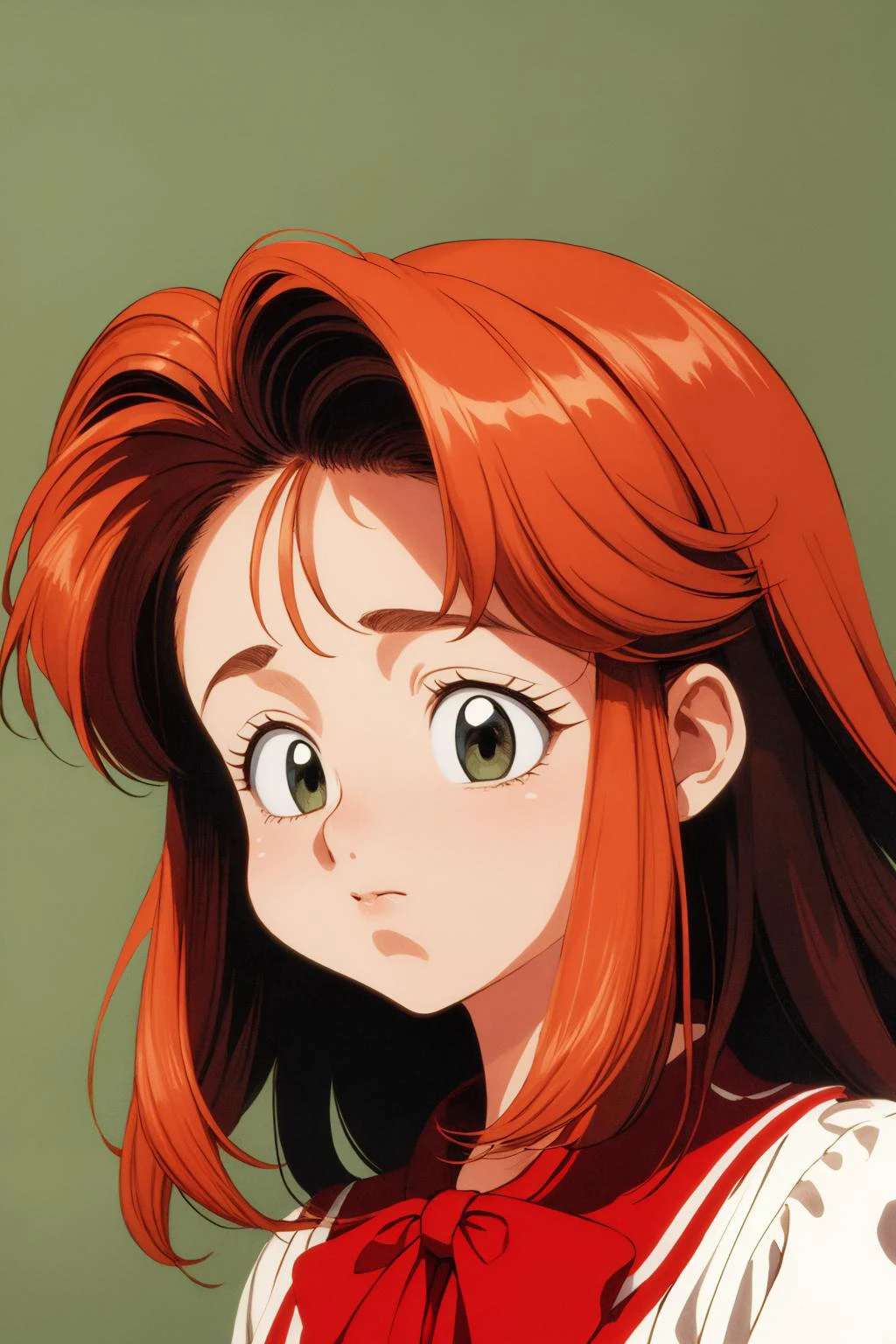 masterpiece, high quality, official wallpaper, high quality, 1girl, solo, 1990s \(style\), <lora:PuffyCheeks:1> puffupcheeks, crossedeyes