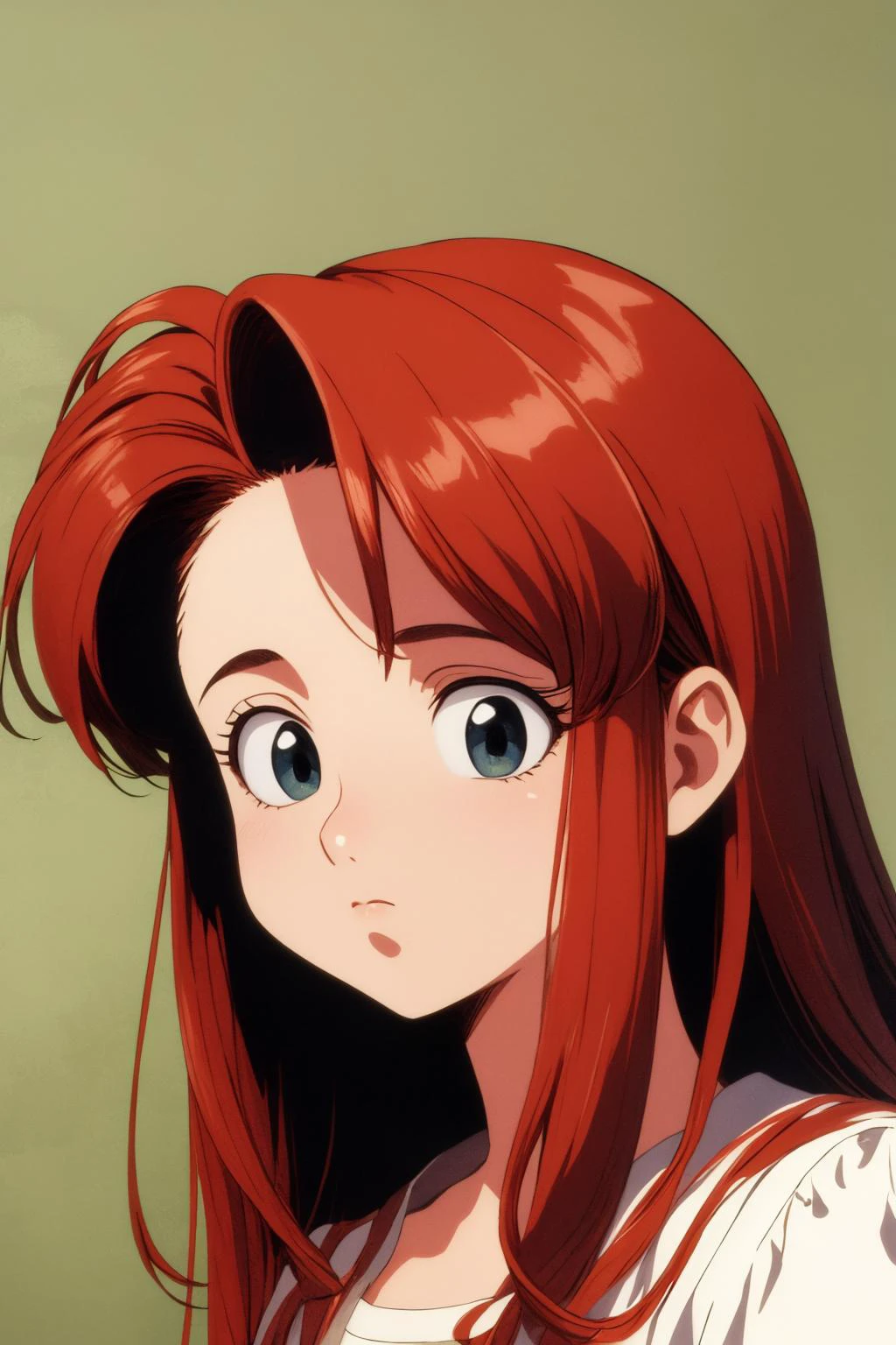 masterpiece, high quality, official wallpaper, high quality, 1girl, solo, 1990s \(style\), <lora:PuffyCheeks:0.6> puffupcheeks, crossedeyes