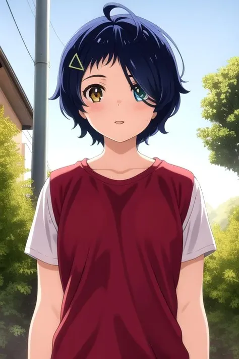 masterpiece, highres, 1girl, upperbody, <lora:AiOhtoR4:0.7>,AiOhtoR4, short hair, heterochromia