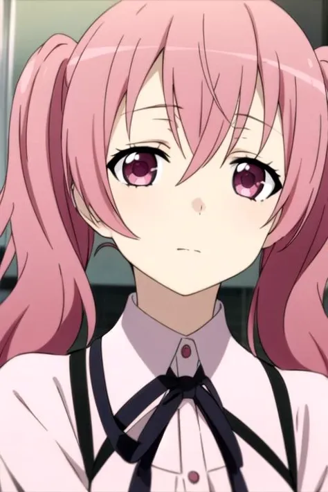 masterpiece, best quality, sketch, 1girl, solo, looking at viewer, , depth of field, , , <lora:karuta_roromiya:0.74>, karuta_roromiya, pink hair, pink eyes, twintails