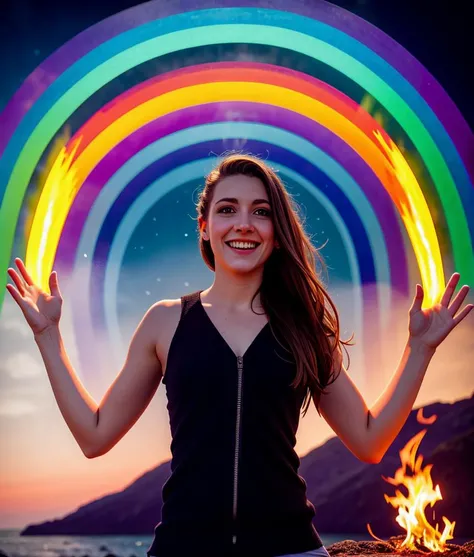 photo of centered in frame woman with hands up , rainbow,, mist, [ImaginationSpongebob::15], (sky:0.5), (caucasian:0.1), (attire:0.1), (beautiful:0.1), (sexy:0.1), magical flame, colored fire
[<lora:ImaginationSpongebob:0.69>::15]