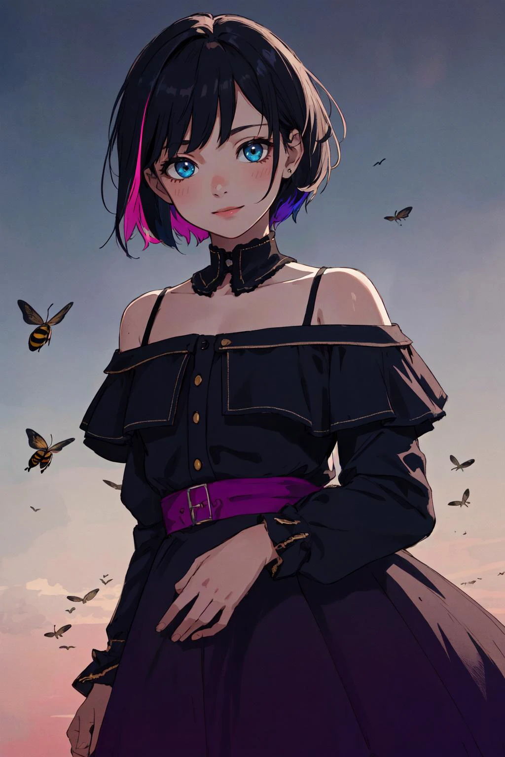 best quality, masterpiece, ultra high res, 1boy, male focus, transgender female, non binary, blocky shoulders, rainbow hair, gay pride flag dress, gender diverse, pride flag, covered, shy, long sleeve, jacket, shirt, smile, pureerosface_v1 qualityzoov15,Illust-InstaFilter epiCPhoto EarthPorcelain DSLRQuality-Realism CS-CYBR CS-PYS Best_QualityPos barnum-silver barnum-sepia barnum-atelier AntiLongHair AmericanHeritage-Pos