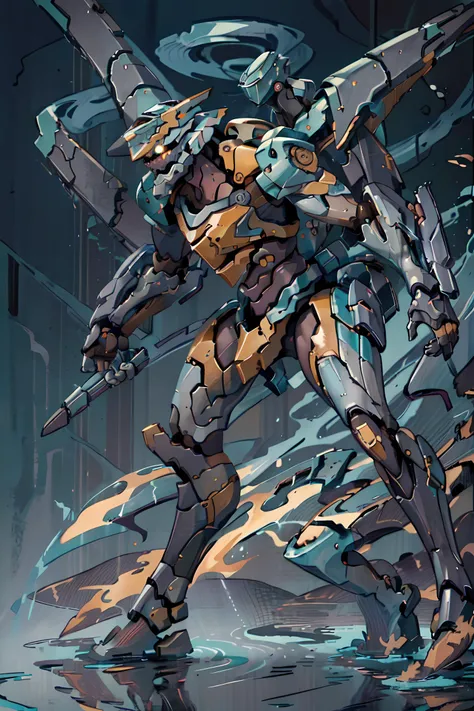 running at viewer, two legs, full body shot, <lora:add_detail:0.1>, detailed, extremely detailed, intricately detailed, evagod, evangelion mecha, science fiction, looking at viewer, official art, Best quality,  <lora:mecha_offset:0.25>, uniform colors, flames, dust, explosion, violent, one head, warning stripes, chunky, wide, blocky, Zaku, thrusters, rockets, high velocity,  <lyco:metalgear-ray_v10:0.95>, metalgear-ray, <lora:EVAIII:0.45>, inhuman,  <lora:[prosthetic quadruped,Quadruped machinery,mechanical tail,mechanical parts, robot joints,hydraulic system,headgear,four feet]:1>, prosthetic, quadraped machinery,   <lora:Helltaker:0.2>, mechanical joints, large joints,