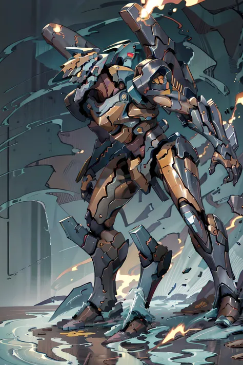 running at viewer, two legs, full body shot, <lora:add_detail:0.1>, detailed, extremely detailed, intricately detailed, evagod, evangelion mecha, science fiction, looking at viewer, official art, Best quality,  <lora:mecha_offset:0.25>, uniform colors, flames, dust, explosion, violent, one head, warning stripes, chunky, wide, blocky, Zaku, thrusters, rockets, high velocity,  <lyco:metalgear-ray_v10:0.95>, metalgear-ray, <lora:EVAIII:0.45>, inhuman,  <lora:[prosthetic quadruped,Quadruped machinery,mechanical tail,mechanical parts, robot joints,hydraulic system,headgear,four feet]:1>, prosthetic, quadraped machinery,  <lora:theMechwarriorRPGArt_theMechwarriorRPGArt:0.25>