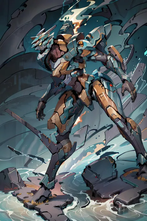 running at viewer, two legs, full body shot, <lora:add_detail:0.1>, detailed, extremely detailed, intricately detailed, evagod, evangelion mecha, science fiction, looking at viewer, official art, Best quality,  <lora:mecha_offset:0.25>, uniform colors, flames, dust, explosion, violent, one head, warning stripes, chunky, wide, blocky, Zaku, thrusters, rockets, high velocity,  <lyco:metalgear-ray_v10:0.95>, metalgear-ray, <lora:EVAIII:0.45>, inhuman,  <lora:[prosthetic quadruped,Quadruped machinery,mechanical tail,mechanical parts, robot joints,hydraulic system,headgear,four feet]:1>, prosthetic, quadraped machinery,