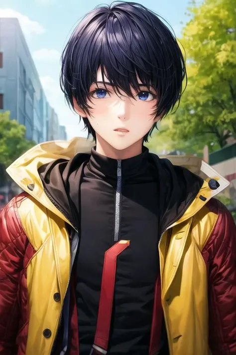masterpiece, best quality, illustration, 1boy, solo, male focus, looking at viewer, upper body, , <lora:mirai_kakehashi:0.66>, mirai_kakehashi, , coat