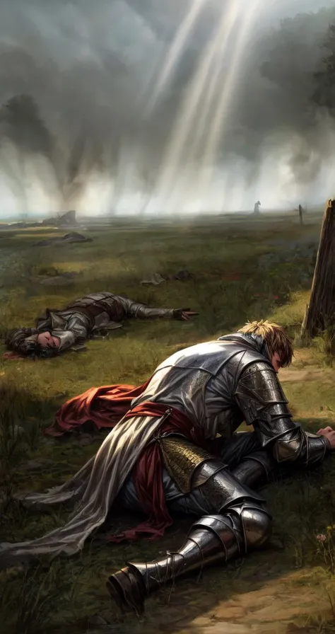 medieval, full body, male,
<lora:Battlefield:0.7> battlefield, ruined battlefield
HD, very detailed,
soft and warm light with long shadows ,
<lora:more_details:1>