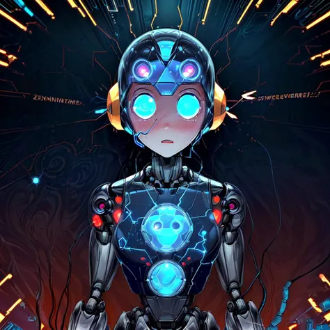 SFW, (robot:1.5), (spinning eyes:1.5), (@ @:1.5), (swirling eyes:1.5), confused, (dizzy:1.3), overwhelmed, (dizzy eyes:1.5), (wide eyes:1.2), (a cute flustered robot that looks like it's part of a maintenance team for a website:1.3), (speech bubble with question marks:1.2), (speech bubble with exclamation marks:1.2), maintenance mode, upper body,
fluffy cartoon-style clouds that give a whimsical lighthearted feel, patterns like polka dots in the background, error message, (blue electrical sparks:1.5), (electrocuted:1.4),
(Light semi-transparent overlays of circuitry or lines of code that subtly hint at the digital nature of the issue without overwhelming the design:1.5),
light mood,
HD, very detailed,
<lora:more_details:1>