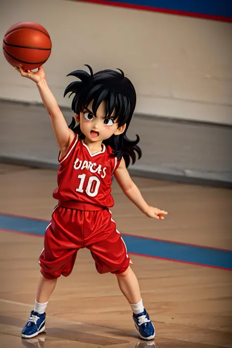 (8k, best quality, masterpiece:1.2),yamcha,1boy, black hair, solo, spiked hair, black eyes,long hair, bangs, tank top, shorts, basketball uniform, basketball court,serious, AS-YoungestV2, <lora:hipoly_3dcg_v7-epoch-000012:0.3>