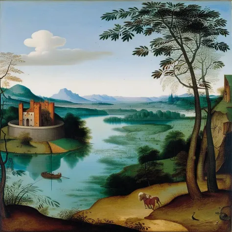 <lora:MedEvil:1> MedEvil landscape with a lake in the background