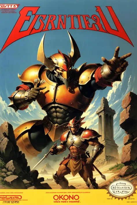 masterpiece,best quality, box art, retro artstyle, a quest to defeat an ancient evil, logo, English text, 1980s /(style/), cover, copyright name, <lora:NesBoxArtV1.1:1>