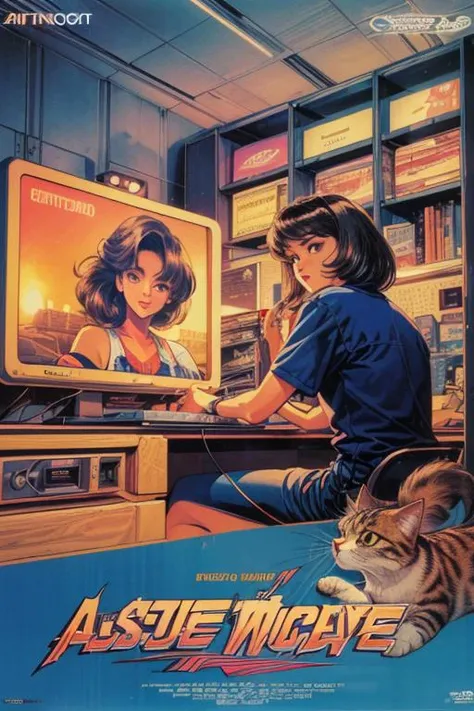 (masterpiece, best quality, highres, absurdres, ultra-detailed:1.2), <lora:NesBoxArtV1.1:0.8>((box art, logo, English text, 1980s /(style/), copyright name, retro artstyle)), (cat, dog, computer, retrowave) <lora:add_detail_v1:0.85>