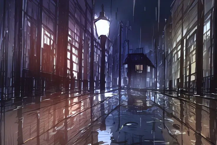 masterpiece,<lora:kaamin-40:1>
kaamin, no humans, cityscape, rain, wet, reflection, puddle, lantern, night, street, wooden wall, ruins, building, shack, mud, (sketch:1.5)