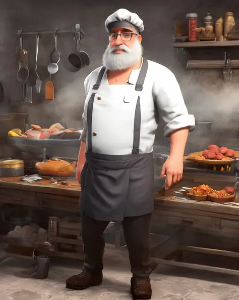 full body portrait  Cook <lora:3dModelFarm_V_1_20_Step:0.9>,  epic realistic