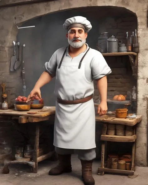 full body portrait Cook <lora:3dModelFarm_V_1_20_Step:0.9>, epic realistic