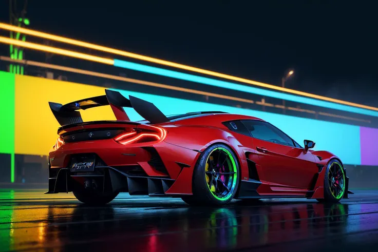 (digital artwork), Super car, wide body kit, modified car, raining
masterpiece, best quality, realistic, ultra highres, depth of field,
(full dual colour neon lights:1.2), (hard dual colour lighting:1.4), (detailed background), (masterpiece:1.2), (ultra detailed), (best quality), intricate, comprehensive cinematic, magical photography, (gradients), colorful, detailed landscape, visual key,