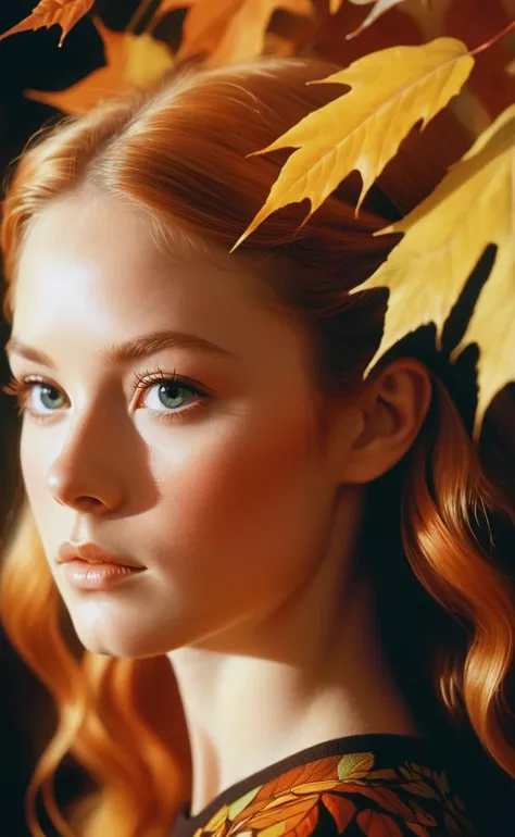 (by Brandon Mably:1.0) , Airbrush painting, portrait, professional, Rule of Thirds,close up of a (22yo of Beauty:1.3) , it is very Glowing, fall roots, Panorama, Classical, Fairy-Tale, 70s Art, specular lighting, 800mm lens, Fujifilm Superia, delicate, professional