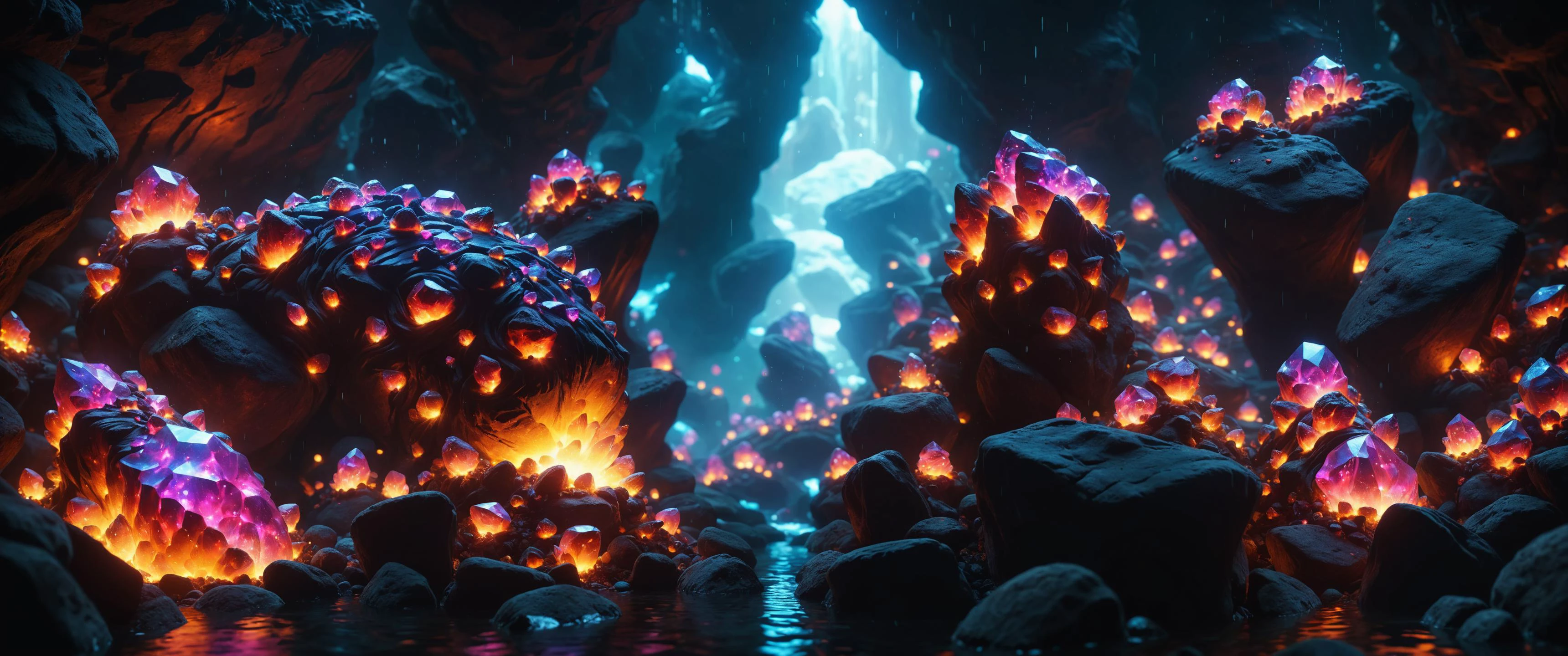 by Esaias van de Velde, ral-embrglt <lora:ral-embrglt:0.5> macro photo, Beautiful Cinematic Shot of Ai Gods Cybernetics, glowing lights, Bubbling Underwater Rocks, vibrant whimsical colors, riarmoody lighting,Sharp and in focus,8k, Visual novel,Moody lighting, Diamond Dipped, Raining, Smoke Rising From Embers, Middle of a Creek, Rekt Mode, Rekt Dark Lighting, Cavern, (((Masterpiece))), (((best quality))