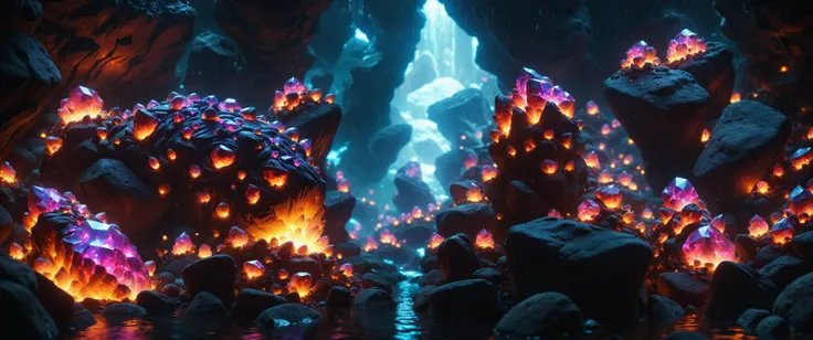 by Esaias van de Velde, ral-embrglt <lora:ral-embrglt:0.5> macro photo, Beautiful Cinematic Shot of Ai Gods Cybernetics, glowing lights, Bubbling Underwater Rocks,  vibrant whimsical colors, riarmoody lighting,Sharp and in focus,8k, Visual novel,Moody lighting, Diamond Dipped, Raining, Smoke Rising From Embers, Middle of a Creek, Rekt Mode, Rekt Dark Lighting, Cavern, (((Masterpiece))), (((best quality))