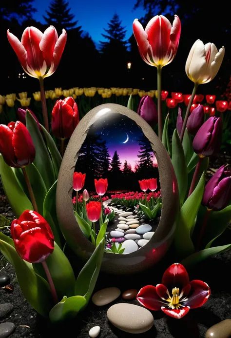 POV shot of a (Pebble:1.1) , designed by Akira manga, with Dupplin details, at Twilight, nature art by Jessie Arms Botke, Moonlight, Calotype, fauna, Masterful Photography, Universe, Dark Crimson Flowers, Etched Creation, Rekt Lighting, Rekt Mode, Rekt Creation, Tulips, Strange Flowers, Neon, Excellence,  Elegance, Shrine Mode,