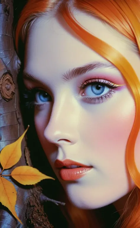 (by Brandon Mably:1.0) , Airbrush painting, portrait, professional, Rule of Thirds,close up of a (22yo of Beauty:1.3) , it is very Glowing, fall roots, Panorama, Classical, Fairy-Tale, 70s Art, specular lighting, 800mm lens, Fujifilm Superia, delicate, professional