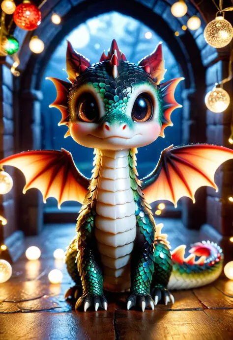 Moonlight, epic photograph, still, studio lighting, Fish-eye Lens, sharp and in focus Ancient Ivory skin Beautiful Dragon, wearing Bewitching Holy Transparent Scales, wallpaper, Paint splotches, Cute Mode,Brat Mode,Fairy Tale,Raw,Celebration, Christmas lights ,warm tones,Christmas lights,Raw,Natural realistic lighting, skin pours,Sharp,Roaring Fangs,Red Mode, <lora:ral-smoldragons:0.8>, Holy, Moody lighting,odak Tri-X 400, F/5, 50mm, Cream hue, cinematic lighting, Kodak Portra 160,
