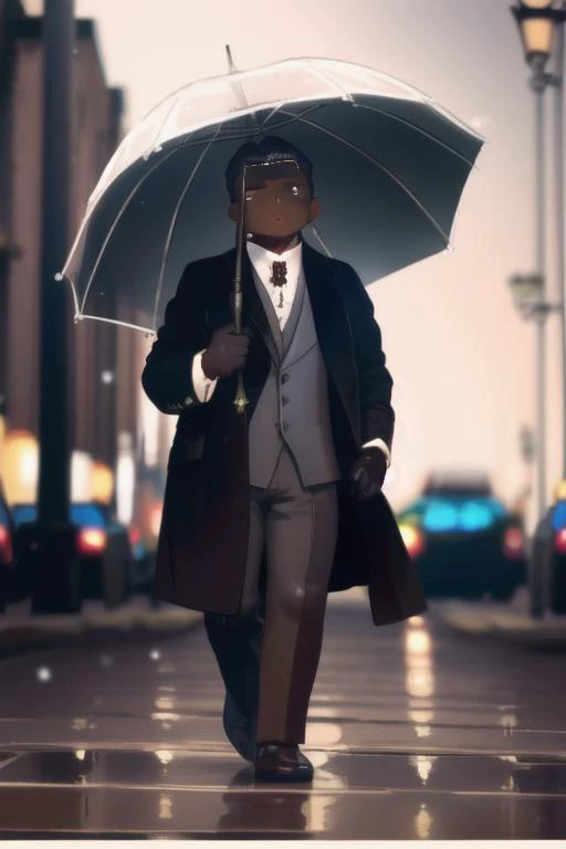 solo, masterpiece, high quality, r3tr0m3nsj4ck3t,  (dark skinned:1.5), male, short slicked back hair, full body,long overcoat, white overcoat, gloves,snow, city, raining, bokeh, man ,povsitting , from below<lora:povFacesitting_v10:0.4> <lora:r3tr0m3nsj4ck3t:1>