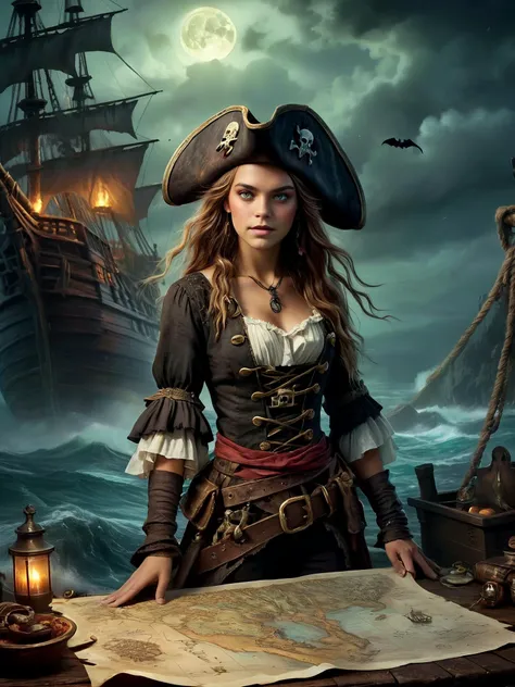 (Illustrate a haunted pirate ship on a cursed sea), (Design a cursed treasure map), Fantasy art, 18yo girl dressed as pirate for Halloween, airbrush painting, 

<lora:RMSDXL_Enhance:0.4>,
<lora:add-detail-xl:0.8>,
<lora:RMSDXL_Darkness_Cinema:0.5>,
<lora:RMSDXL_Photo:0.45>,
