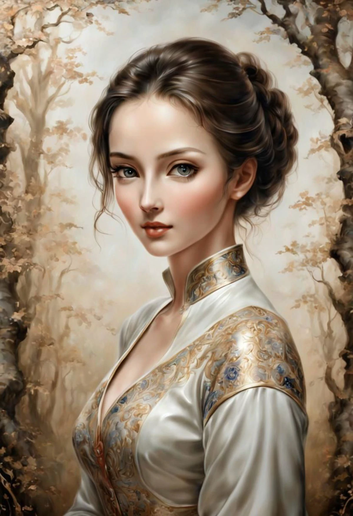 art painting a of woman, Porcellana style