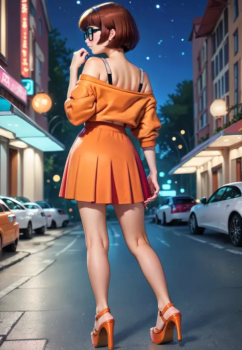 ((looking at the camera in:1.2)),(nearing perfection:1.4),dynamic,smooth private parts,Focus sharp,Lighting,Vibrant brushstrokes, bold colour,Be expressive, Emotional, offcial art,Unity8k wallpaper,ultra - detailed,Beautiful and beautiful,tmasterpiece,Best quality at best,1 girl,beautiful eyes，The content is very detailed,dynamic,(Ruffled skirt)，(medium:1.3),Chaos in its most beautiful form,Elegant,designs,Vibrant colors,(Corner store，fleeing，the night，shoe)，8k，